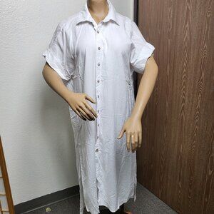 Cabana by CasaCabana white linen blend button-up swimsuit coverup NWOT  size XL